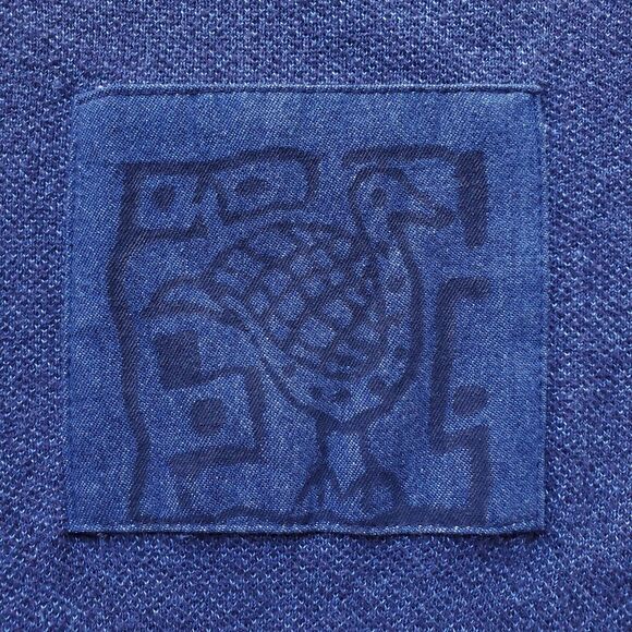 Vintage LS Maxi Dress Sz XL Blue Teacher Lagenlook 80s Bird Patch Knit & Woven - Picture 5 of 12